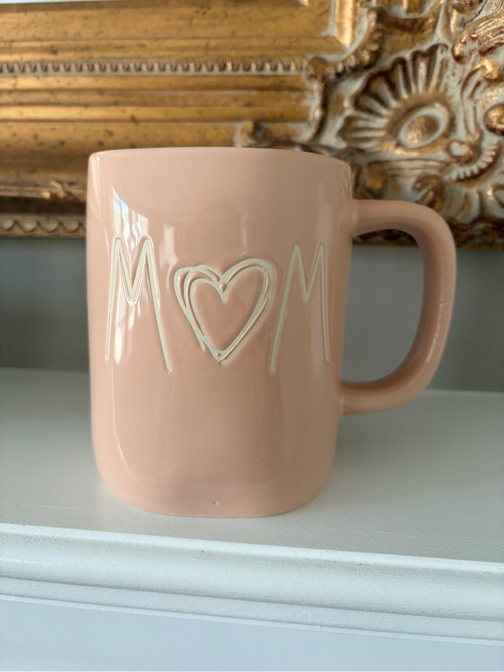 Rae Dunn Pale Pink MOM Heart Ceramic Mug